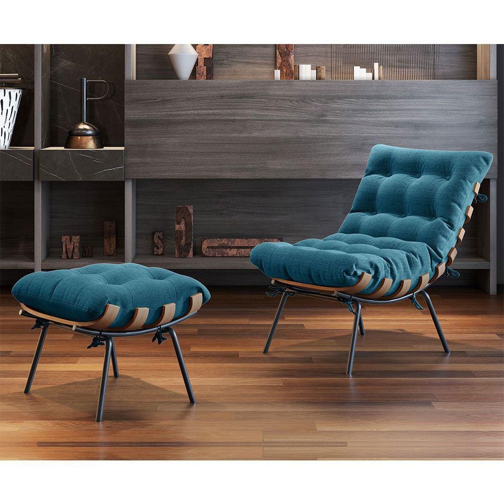 Poltrona e Puff M06 Estrutura em Ferro Mais Decor
