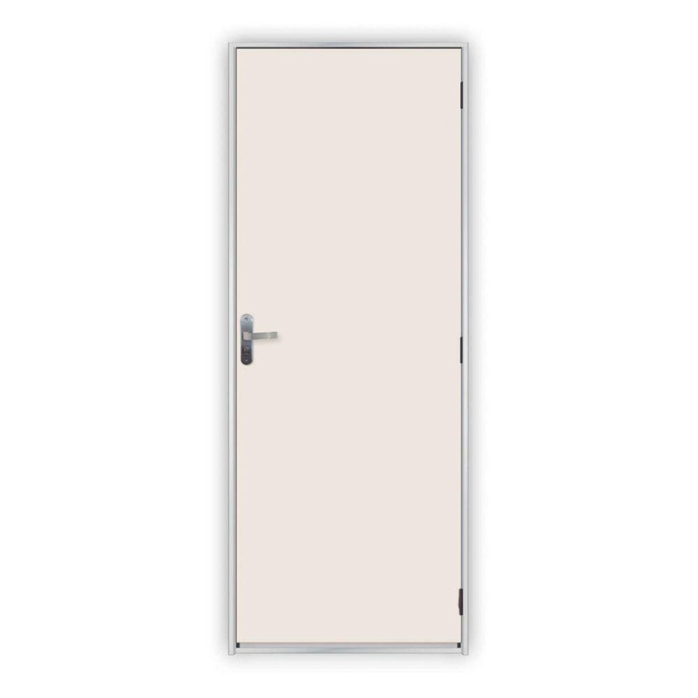 Kit Porta de Madeira Lisa 215x85cm com Batente de Aço 06cm Açomad MGM Branco
