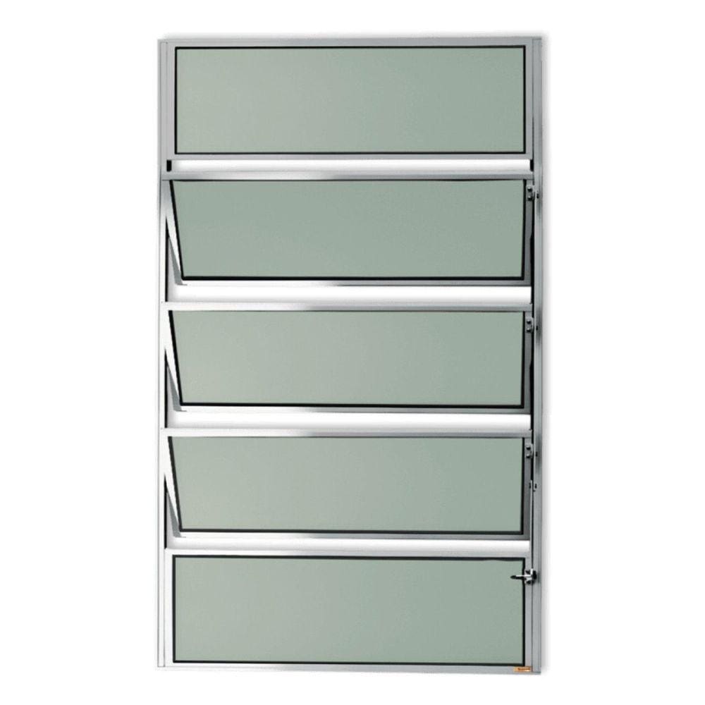 Janela Basculante de Alumínio 100x40cm com Vidro Boreal Anodizado Master Brimak Brilhante
