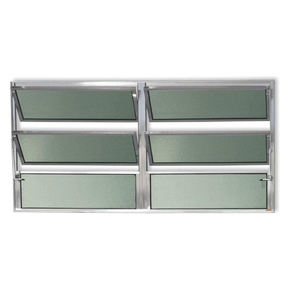 Janela Basculante de Alumínio 60x200cm 2 Seções com Vidro Boreal Plus Brimak Brilhante
