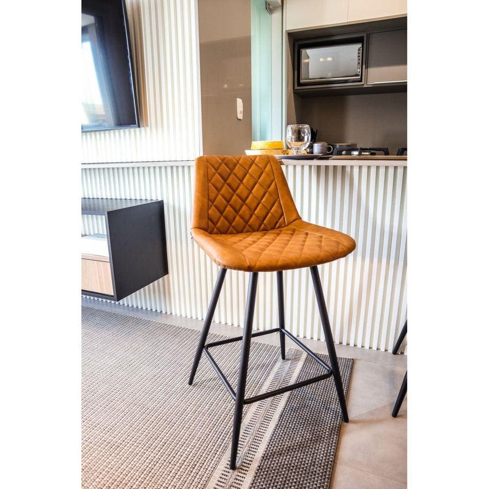 Banqueta Baixa Assento Estofado Petrópolis Rivatti Móveis Marrom