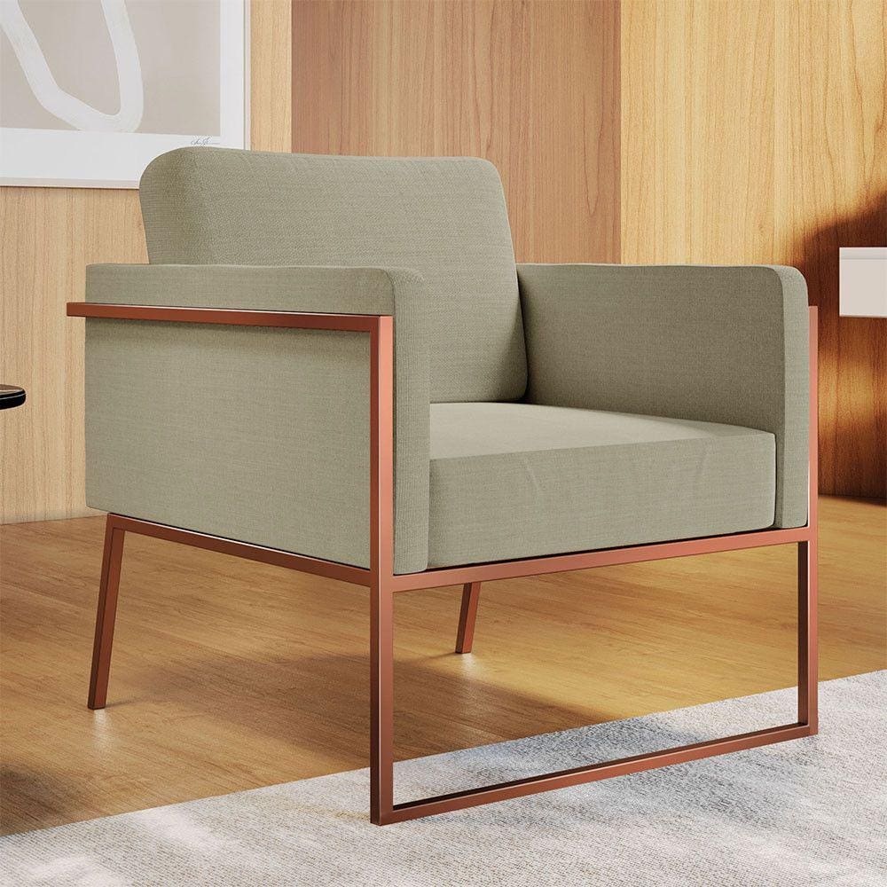 Poltrona em Linho M04 Estrutura em Ferro Mais Decor