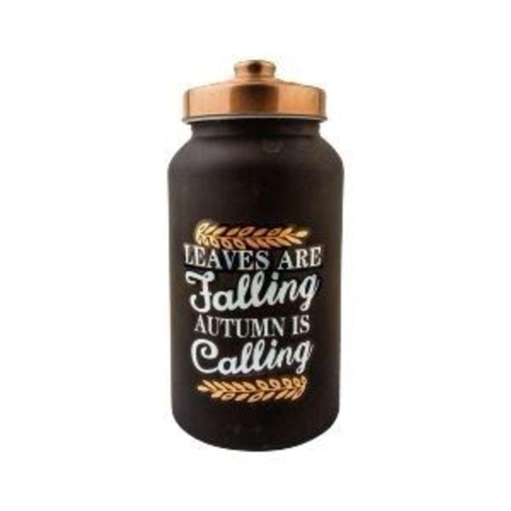 Pote Decorativo de Vidro com Tampa Metal Preto e  Rose Gold