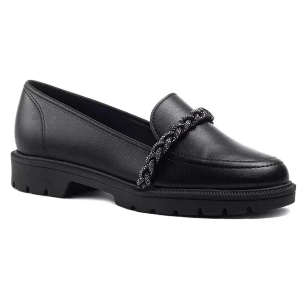 Mocassim Loafer Beira Rio Conforto Trança Strass 4283.117