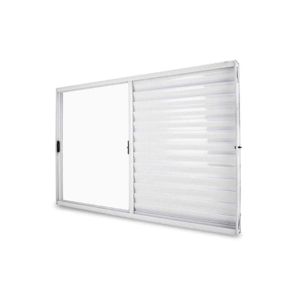 Janela Veneziana Abertura Direita Exclusiva 3 Folhas Vidro Liso 100x100cm CRV Portas e Janelas Branco