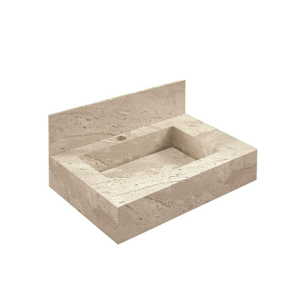 Bancada em Porcelanato para Banheiro 60cm Pró com Cuba Esculpida Blu Travertino