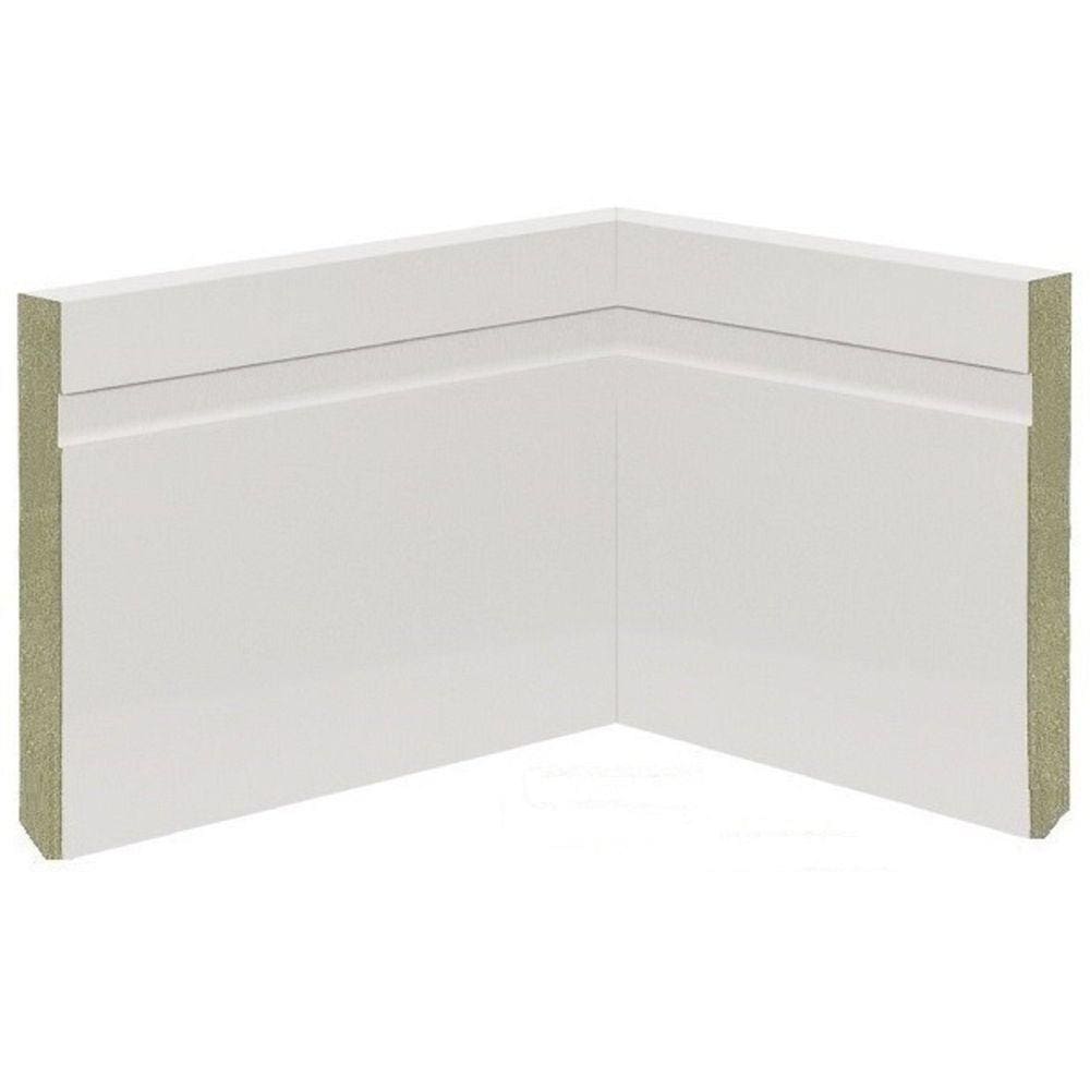 Rodapé de MDF 15cm x 15mm x 2.20m MDF Revestido Frisado Casablanca Branco