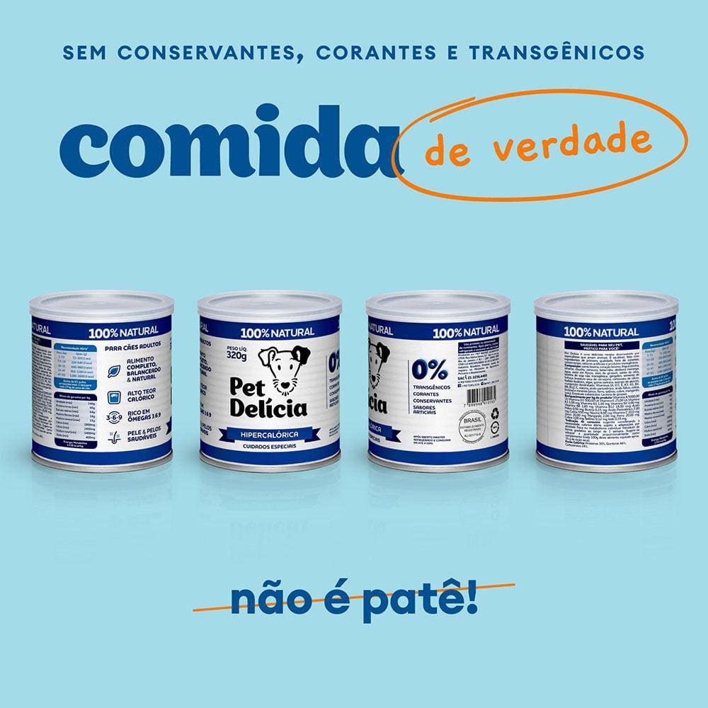 6 Rações Úmidas Pet Delícia Cães Hipercalórica 320g