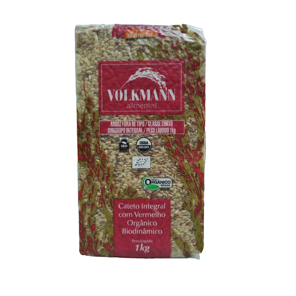 Arroz Cateto Integral com Vermelho Orgânico Biodinâmico Demeter Volkmann 1kg