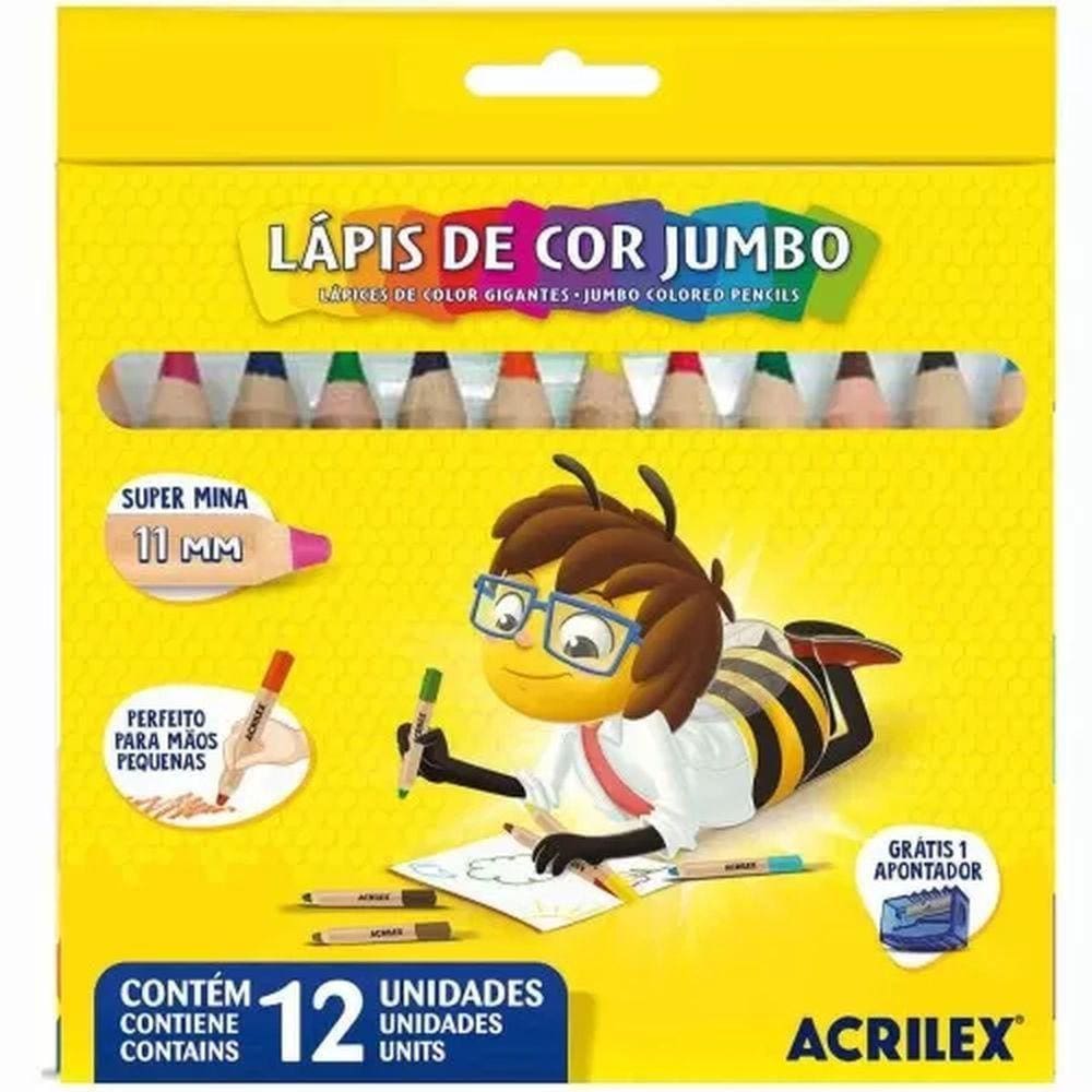 Lapis de Cor 12 Cores jumbo 9621 - Acrilex