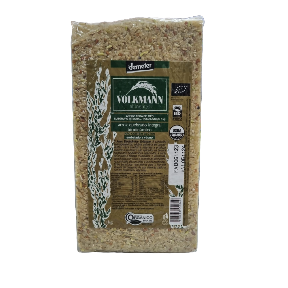 Kit 2X: Arroz Quebrado Integral Orgânico Biodinâmico Demeter Volkmann 1kg