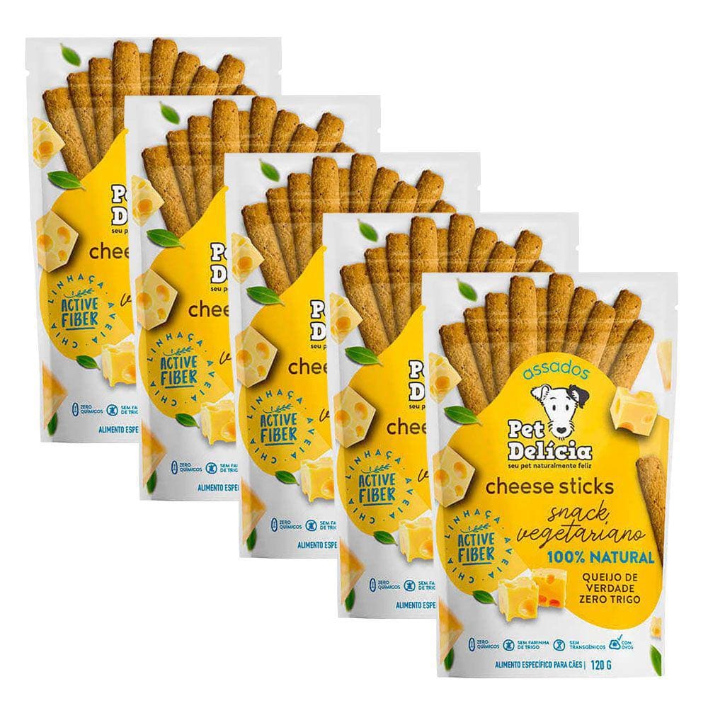 5 Petisco Pet Delícia para Cães Cheese Sticks 120g