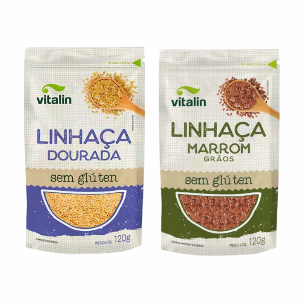Kit 2 Sementes de Linhaça Vitalin: Dourada, Marrom