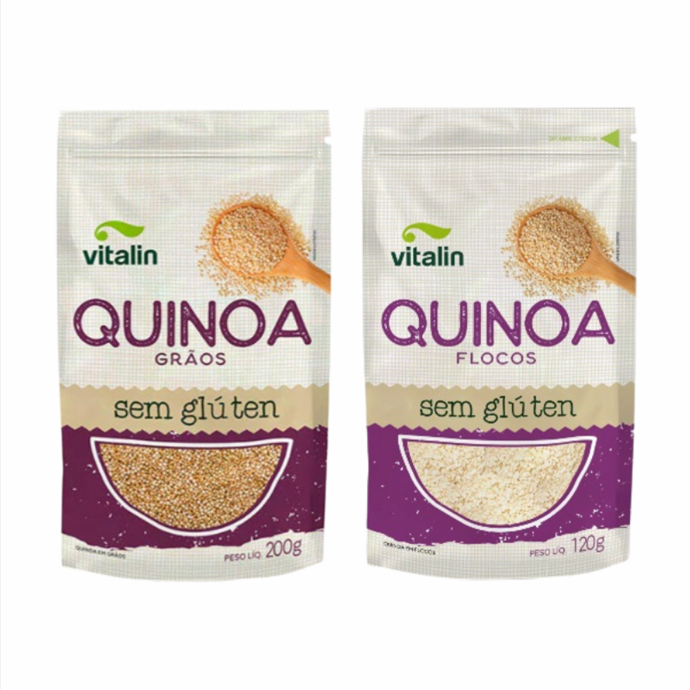 Kit 2 Quinoa Sem Glúten Vitalin: Flocos e Grãos