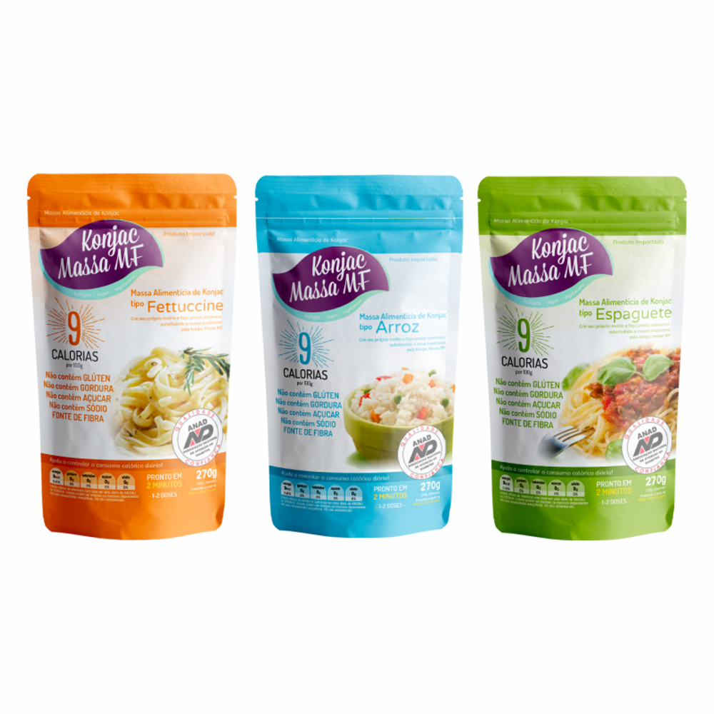 Kit 3 Konjac: Arroz, Espaguete, Fettuccine