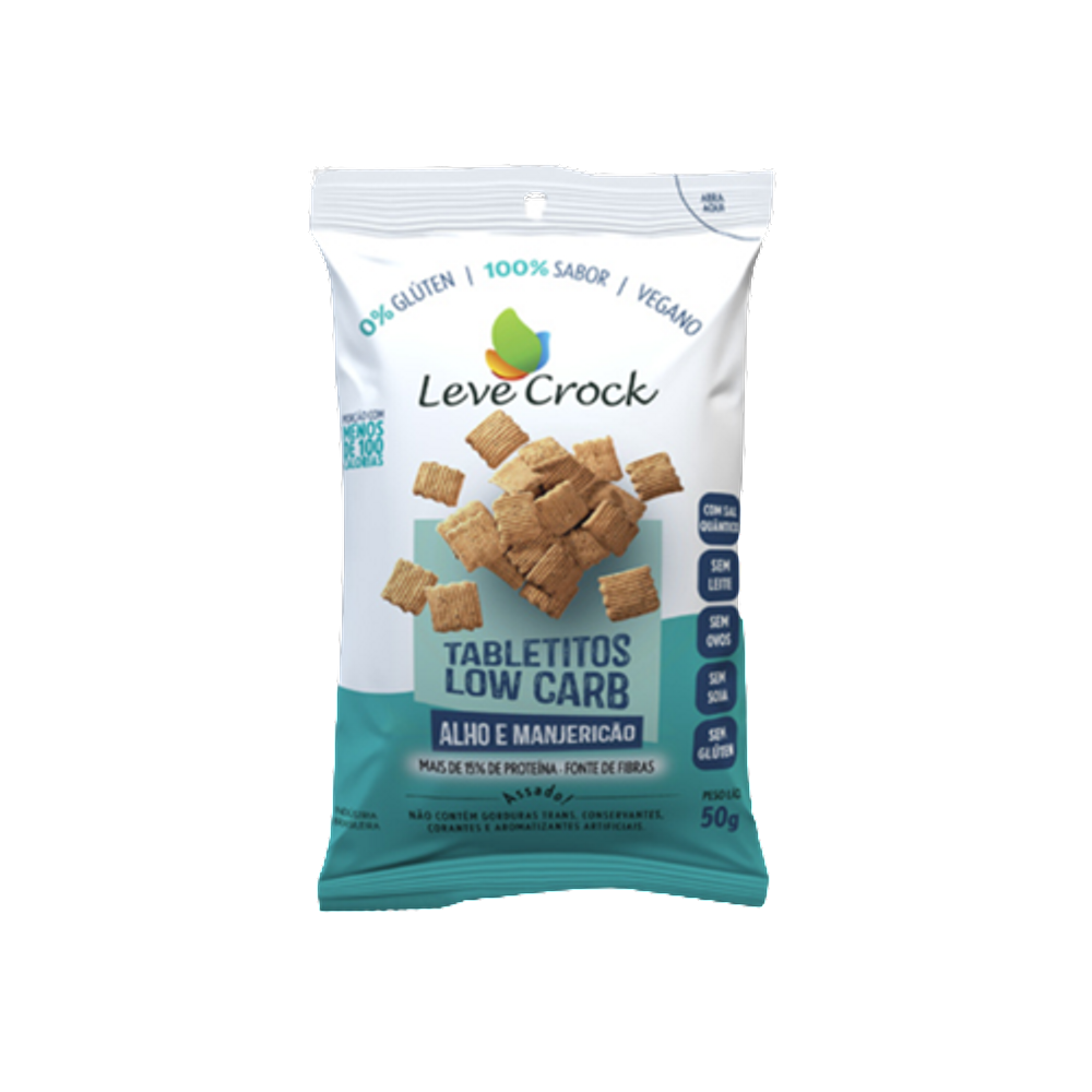 Kit 6X: Biscoito Tabletito Alho/Manjericão Low Carb Leve Crock 50g