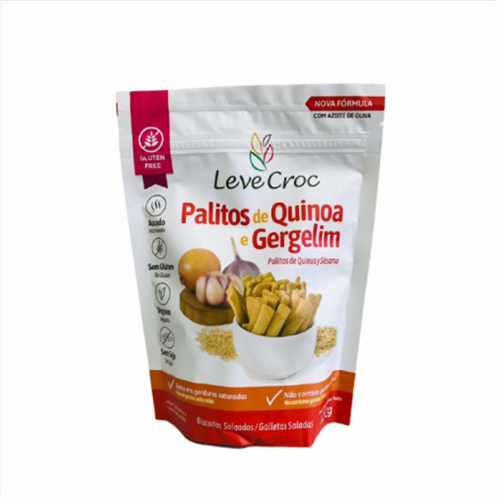 Kit 6X: Biscoito Palito Quinoa/Gergelim Sem Glúten Leve Crock 120g