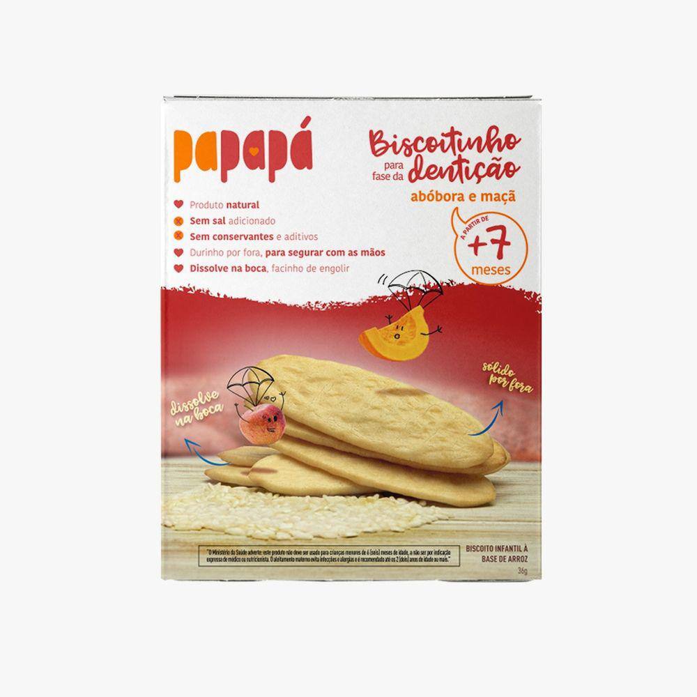 Kit 6X: Biscoitinho para Fase de Dentição Maçã e Abóbora Papapá 36g