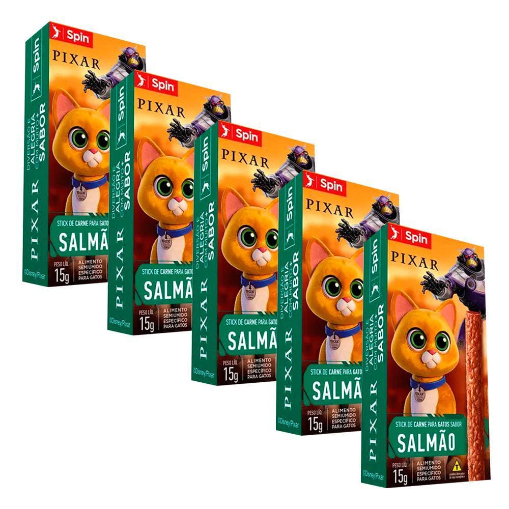 5 Petisco para Gatos Lightyear Spin Pet Salmão 15g