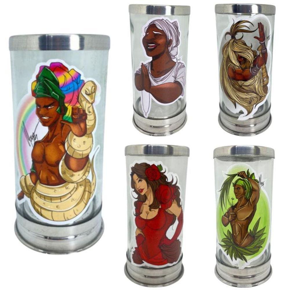 Suporte Vela 7 Dias Orixás 18Cm Vidro Alumínio-Escolha A Cor