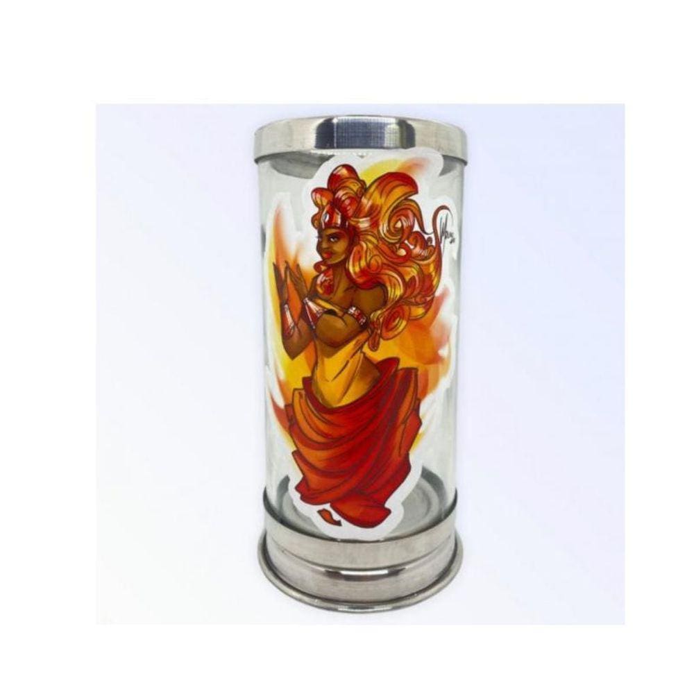 Suporte Vela 7 Dias Orixás 18Cm Vidro Alumínio-Escolha A Cor
