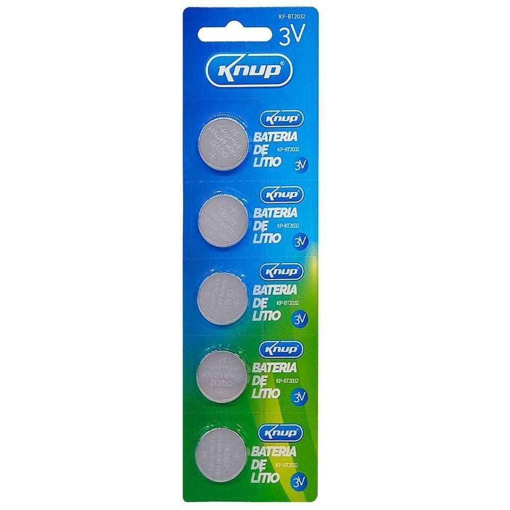 Bateria Lítio Knup, Cr2032, 3v, Blister C- 5 Unidades - Kp-bt2032