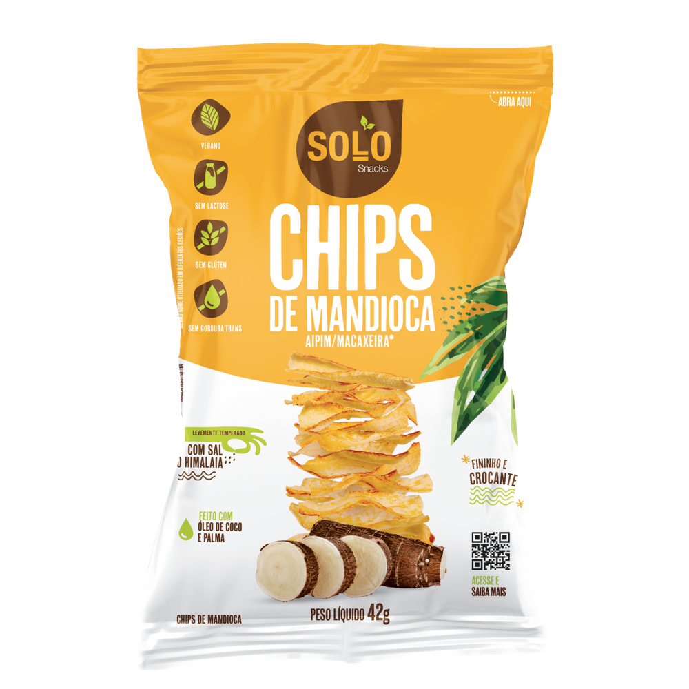 Kit 6X: Chips de Mandioca Assado Solo Snacks 42g