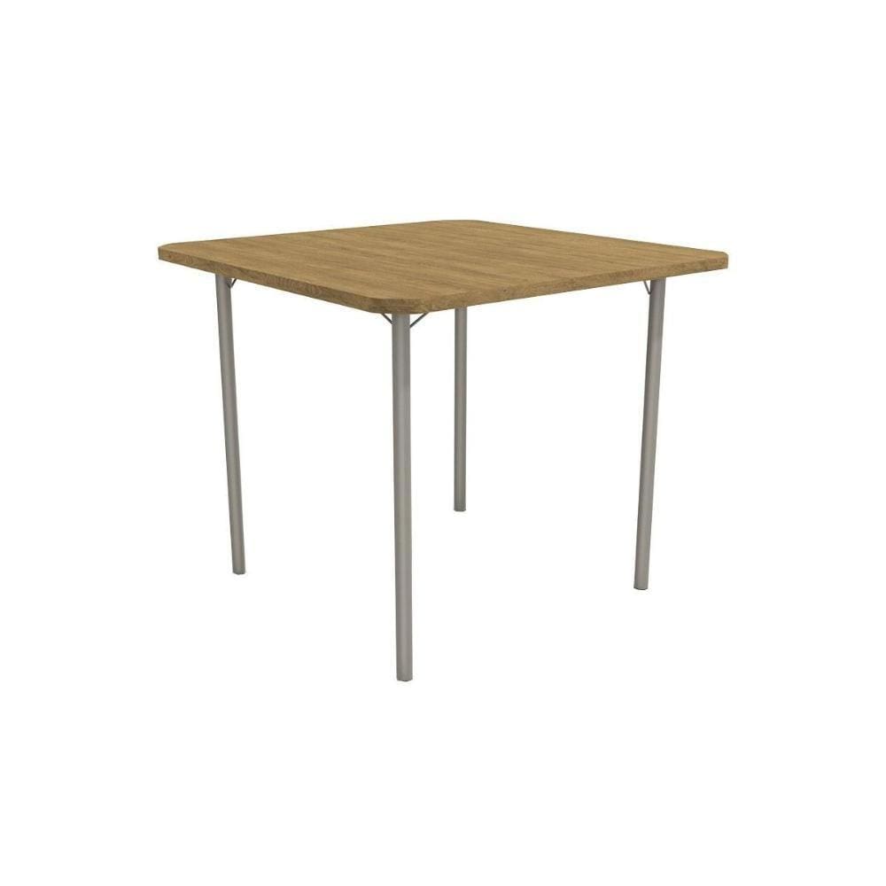 Mesa de Sala Jantar Sena M057 Aço c/Tampo Madeirado 90x90cm Niquel - Kappesberg