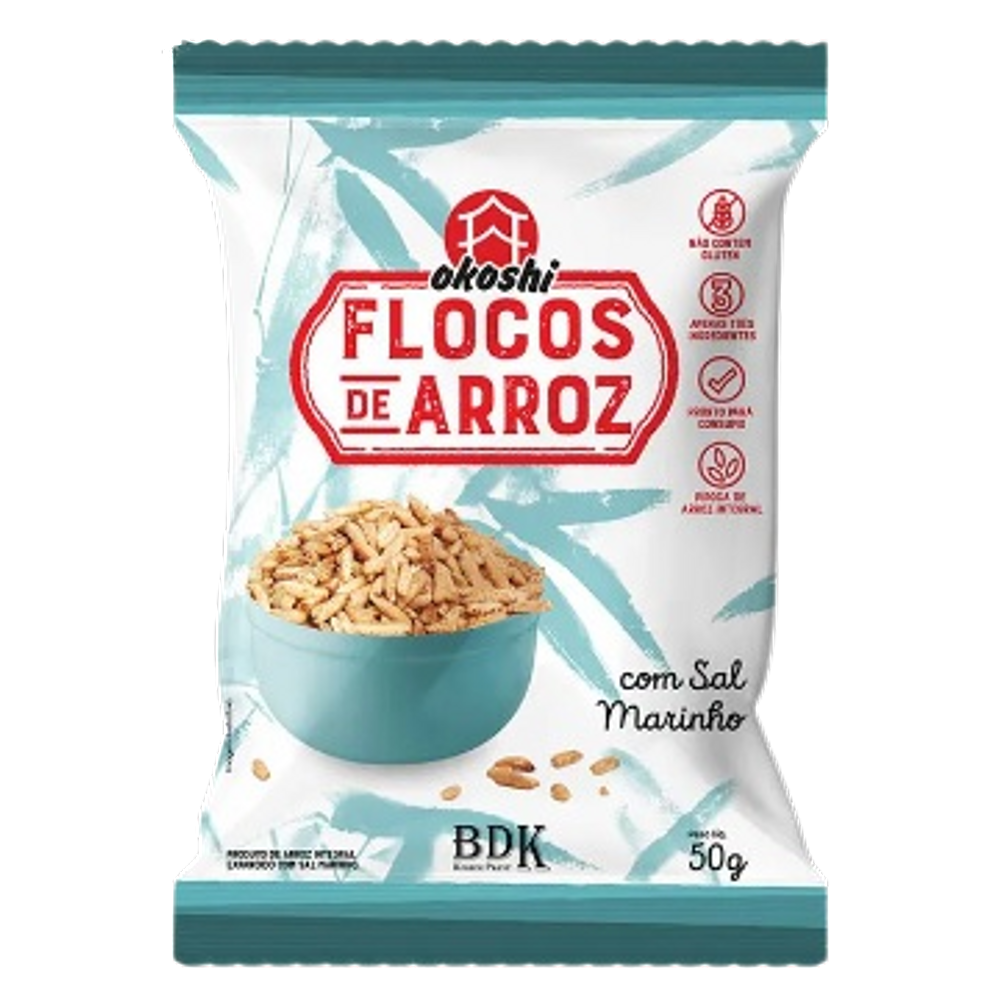 Flocos de Arroz Integral com Sal Marinho Okoshi 40g