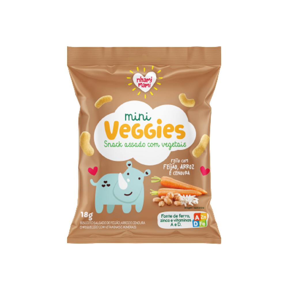 Snack Infantil Mini Veggies Feijão e Cenoura Nhami Mami 18g