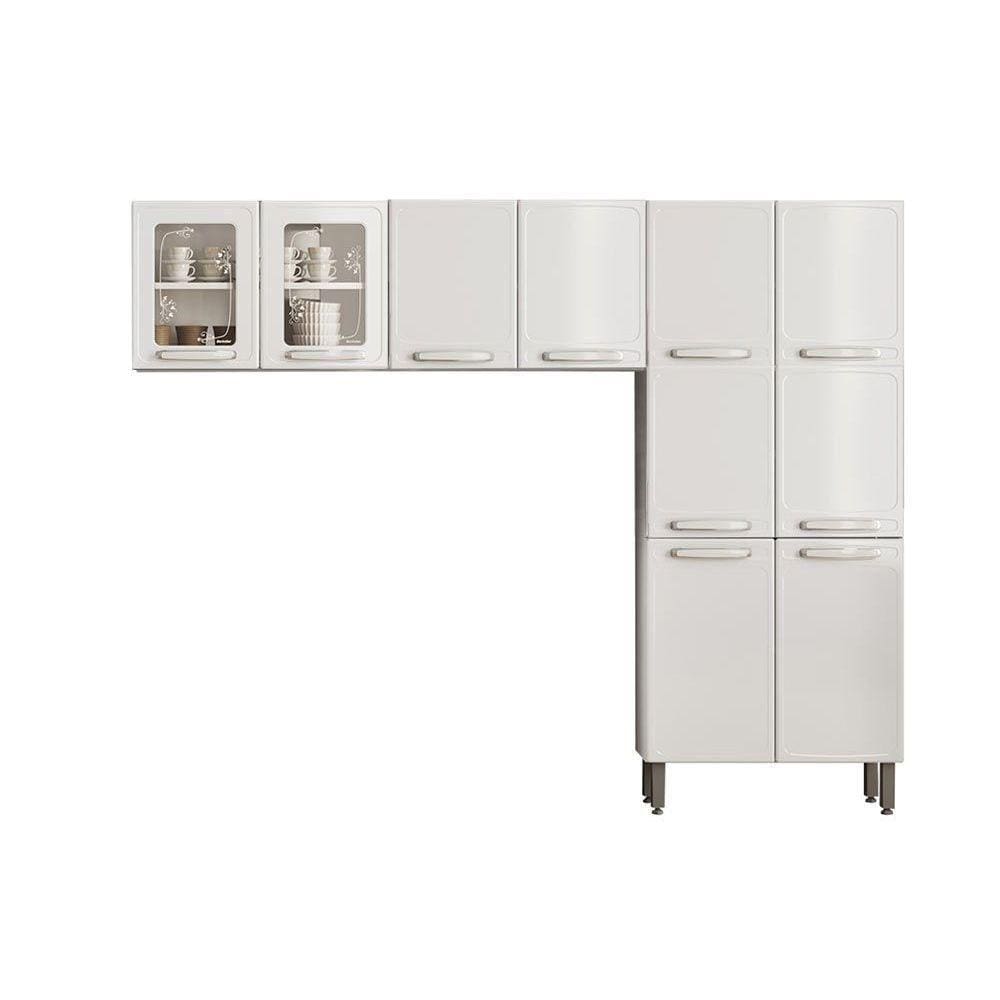 Kit de Cozinha Modulada 3 Peças Evidence (2 Armários + 1 Paneleiro) CPT57 Branco - Bertolini