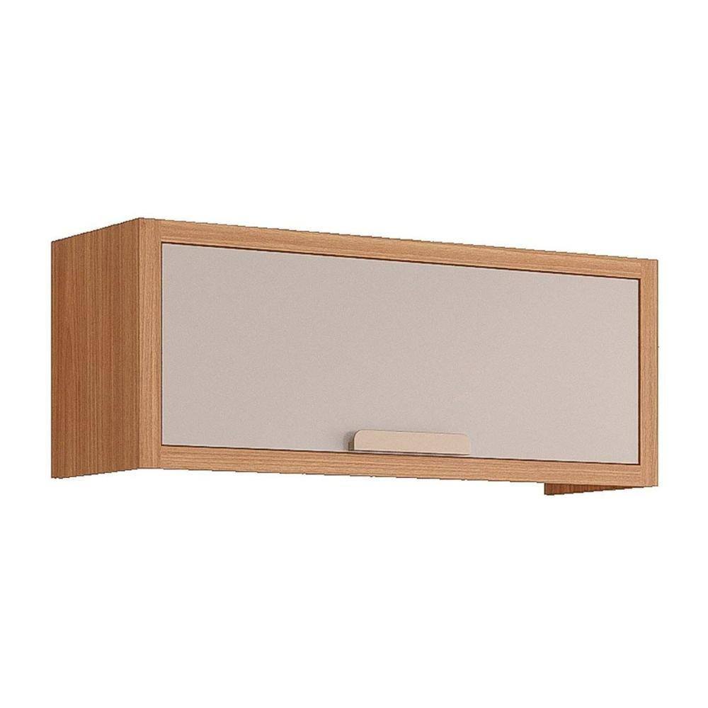Módulo Cozinha MGM Eloise Armário Geladeira c/1 Porta Basculante Riscada 80 cm Freijo/Off White-MGM
