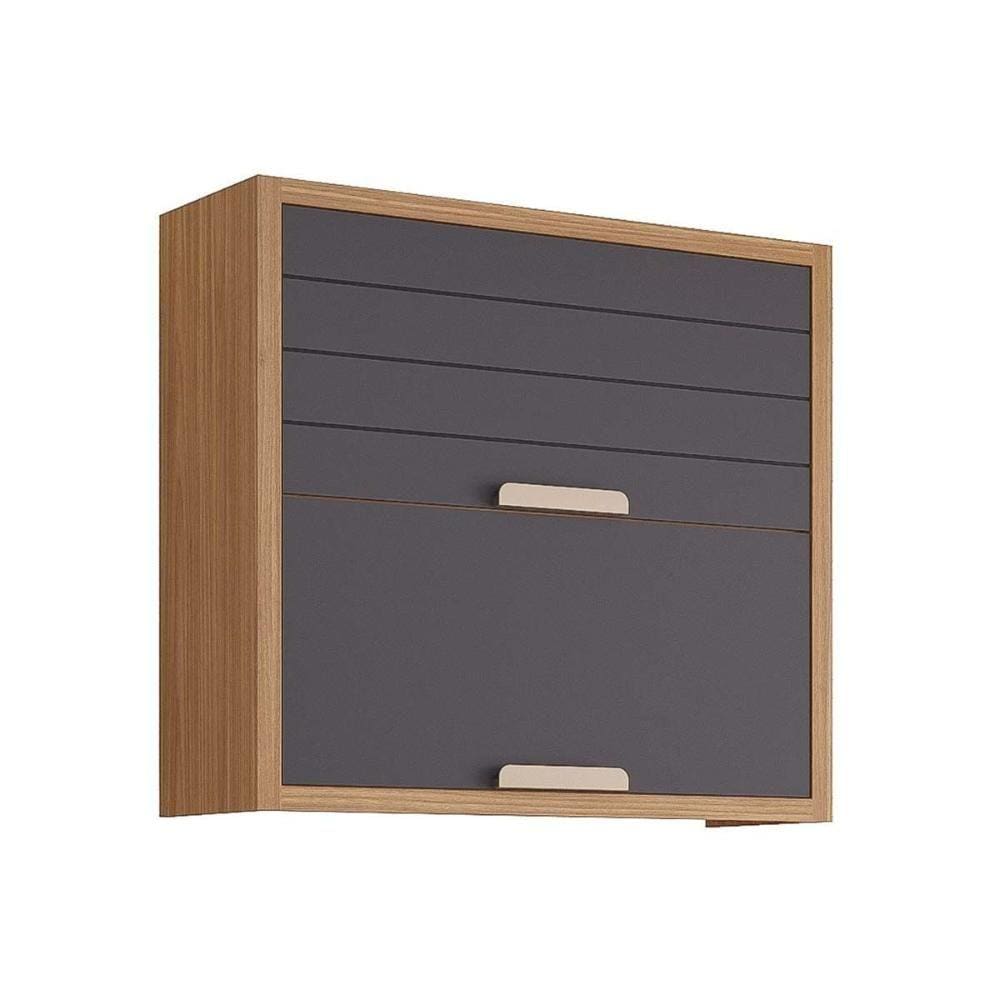 Armário Aéreo Cozinha Modulado Eloise c/2 Portas Basculante Riscadas 80 cm Freijo/Titanium - MGM