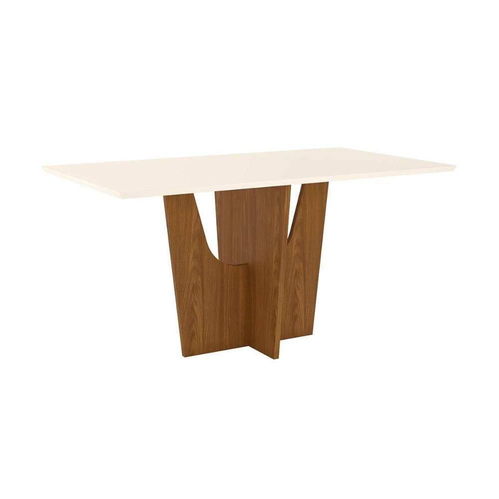 Mesa de Sala Jantar Vértice SC36 + Tampo Madeirado Reto 160x90cm Nature/Off White - Henn