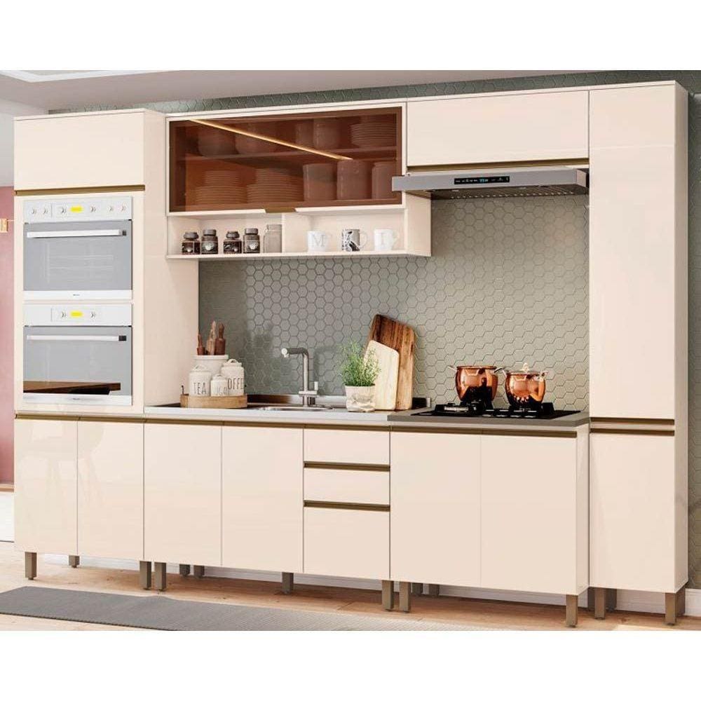 Kit de Cozinha 7 Peças Connect (2 Aéreos+2Balcões+2Paneleiro+1Complemento) CPT91 Off White - Henn