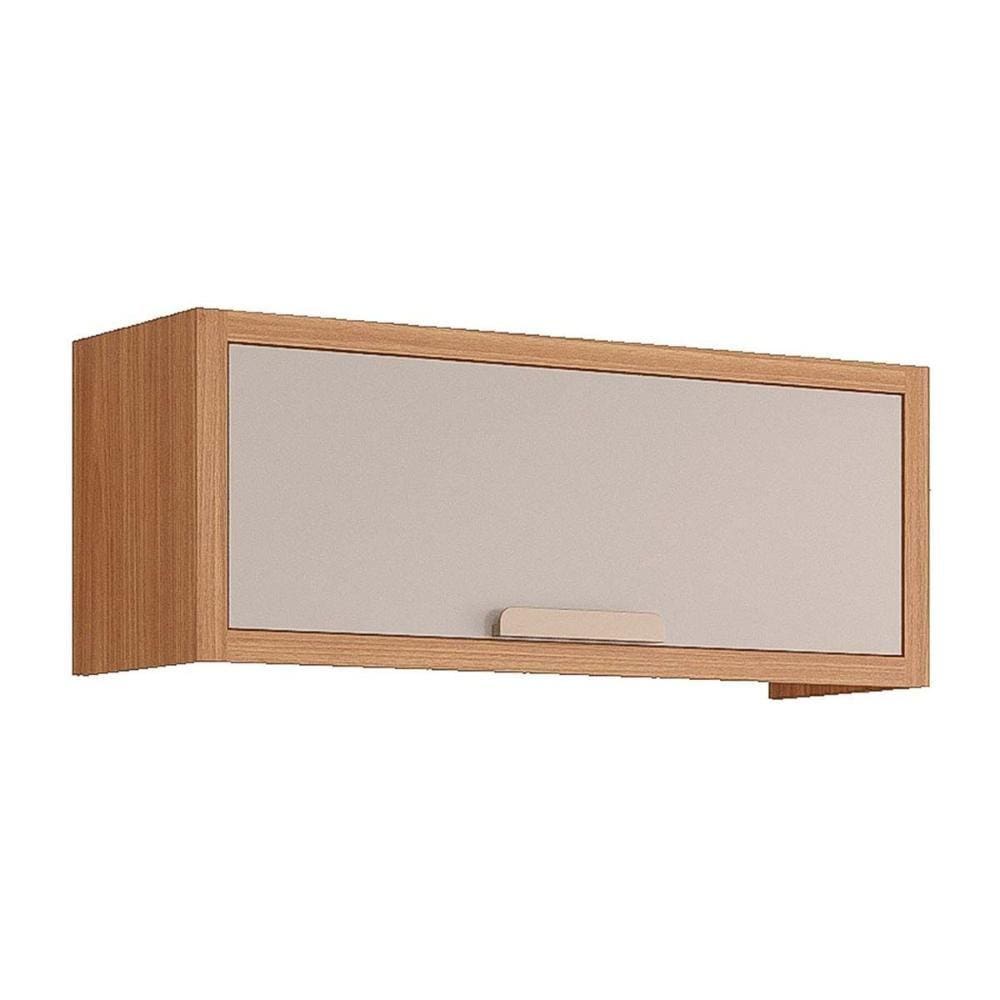 Armário de Cozinha Modulado Eloise Geladeira c/1 Porta Basculante Riscada 80 cm Freijo/Off White - MGM