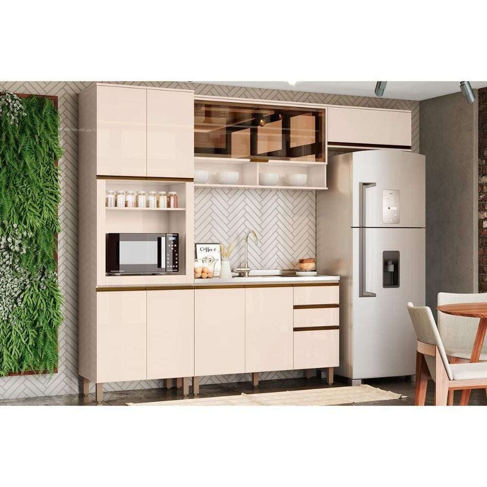Cozinha Modulada Henn Connect 4 Peças (2Aéreos+1Balcão+1Paneleiro) C04P01 Off White-Henn