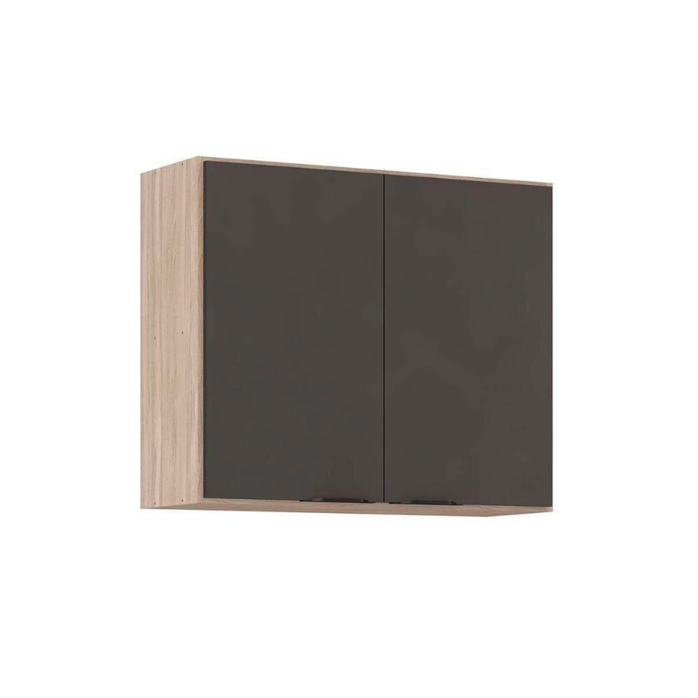 Armário de Cozinha Modulado Aéreo Firenze 2 Portas 80cm Avena/Grafito - Demóbile