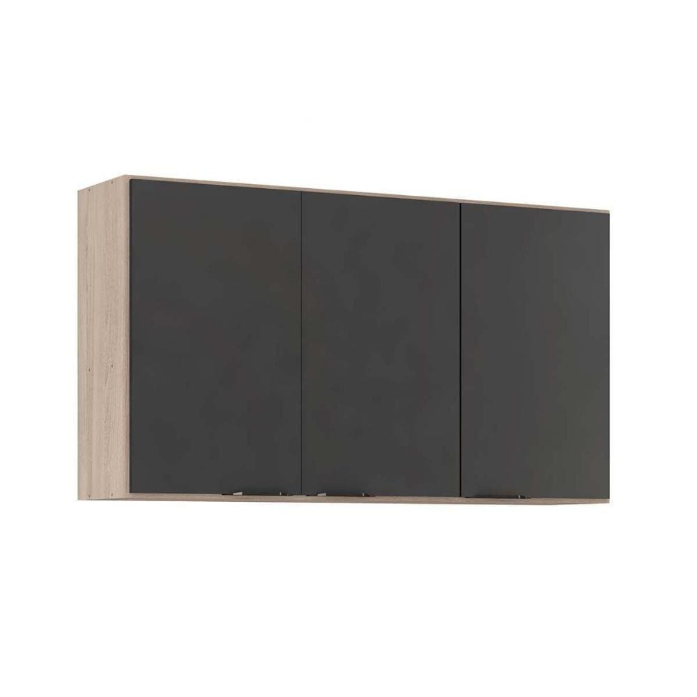 Armário de Cozinha Modulado Firenze 3 Portas 120cm Avena/Grafito - Demóbile