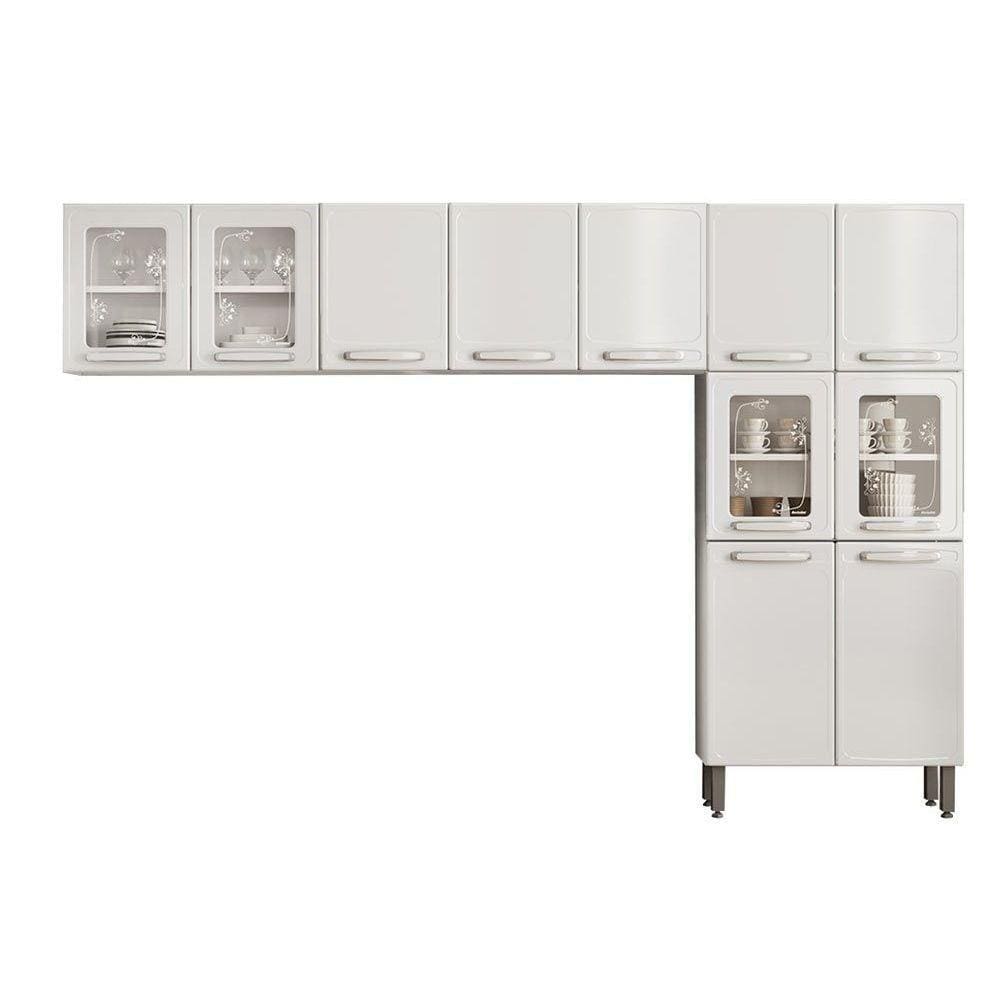 Kit de Cozinha Completa 3 Peças Evidence (2 Armários + 1 Paneleiro) CPT55 Branco - Bertolini