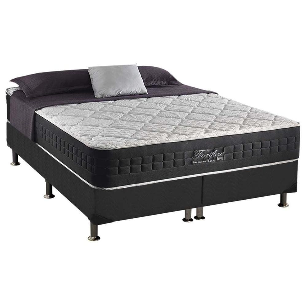 Cama Box King: Colchão Molas MasterPocket Ensacadas Anjos Fort Flex + Base CRC Suede Cinza(193x203)