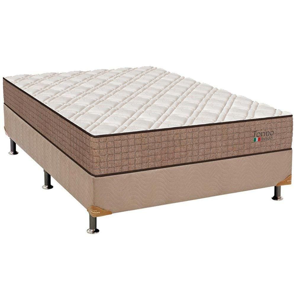 Cama Box Casal: Colchão Molas Ensacadas Orthoflex MasterPocket Torino Hibrido + Base CRC Suede Clean(138x188)