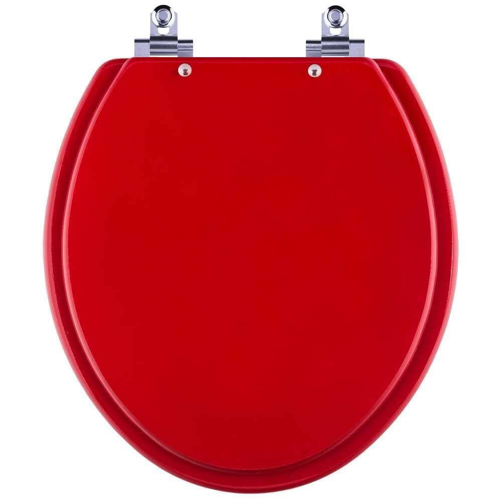 Tampa De Vaso Sanitario Com Amortecedor Convencional Oval Vermelho Fosco