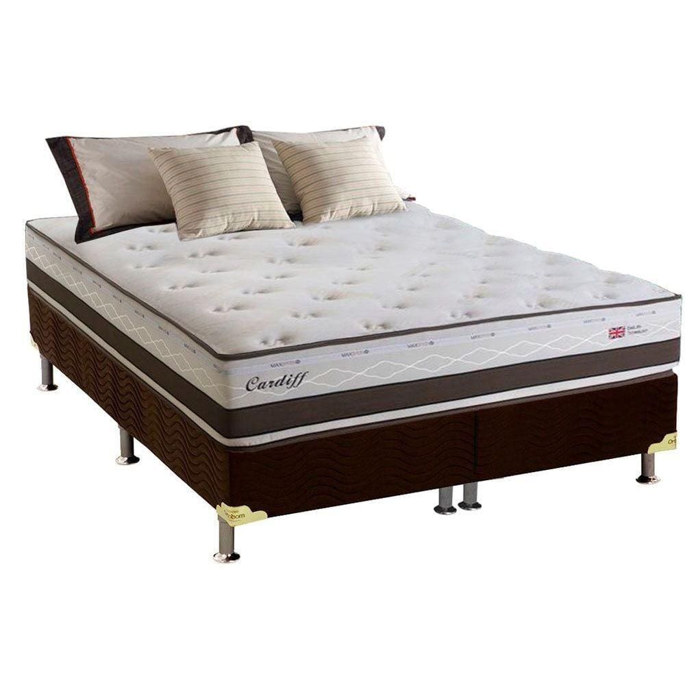 Cama Box King: Colchão Molas Herval Maxspring Cardiff + Base CRC Suede Brown(193x203)