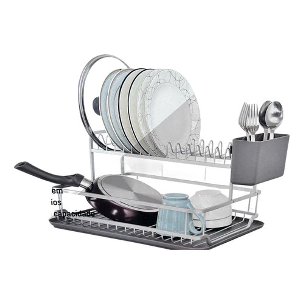 Escorredor Louças De Aluminio 2 Prateleiras - 48x30x24cm