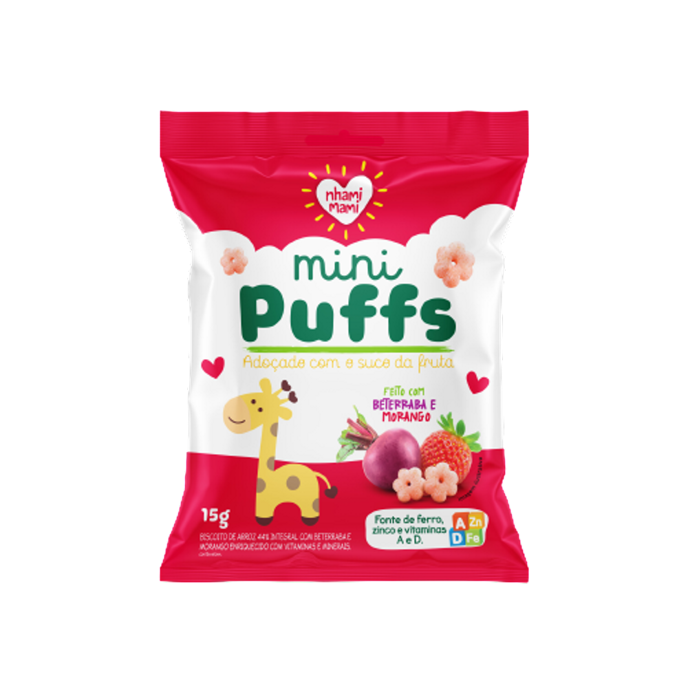 Kit 2X: Snack Infantil Puff Beterraba/Morango Nhami Mami 15g