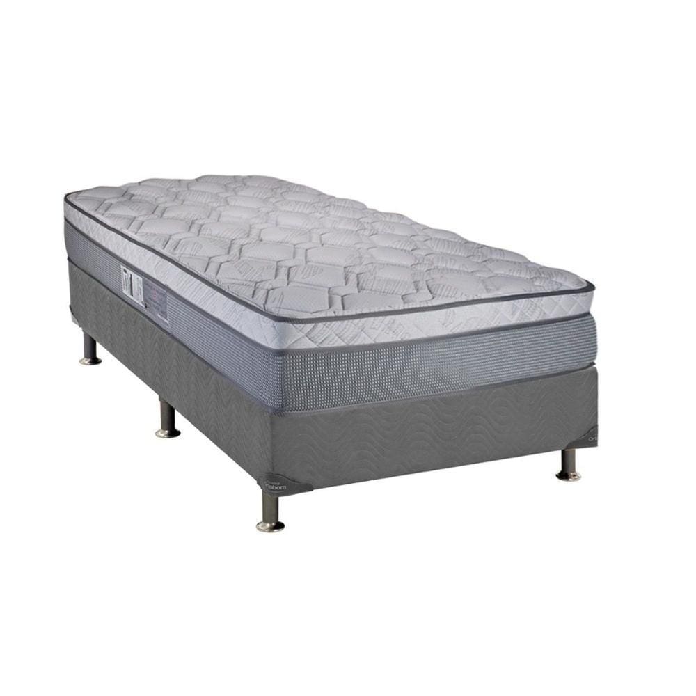 Cama Box Solteiro: Colchão Molas Ensacadas Luckspuma MasterPocket New Maxi + Base CRC Suede Gray(88x188)