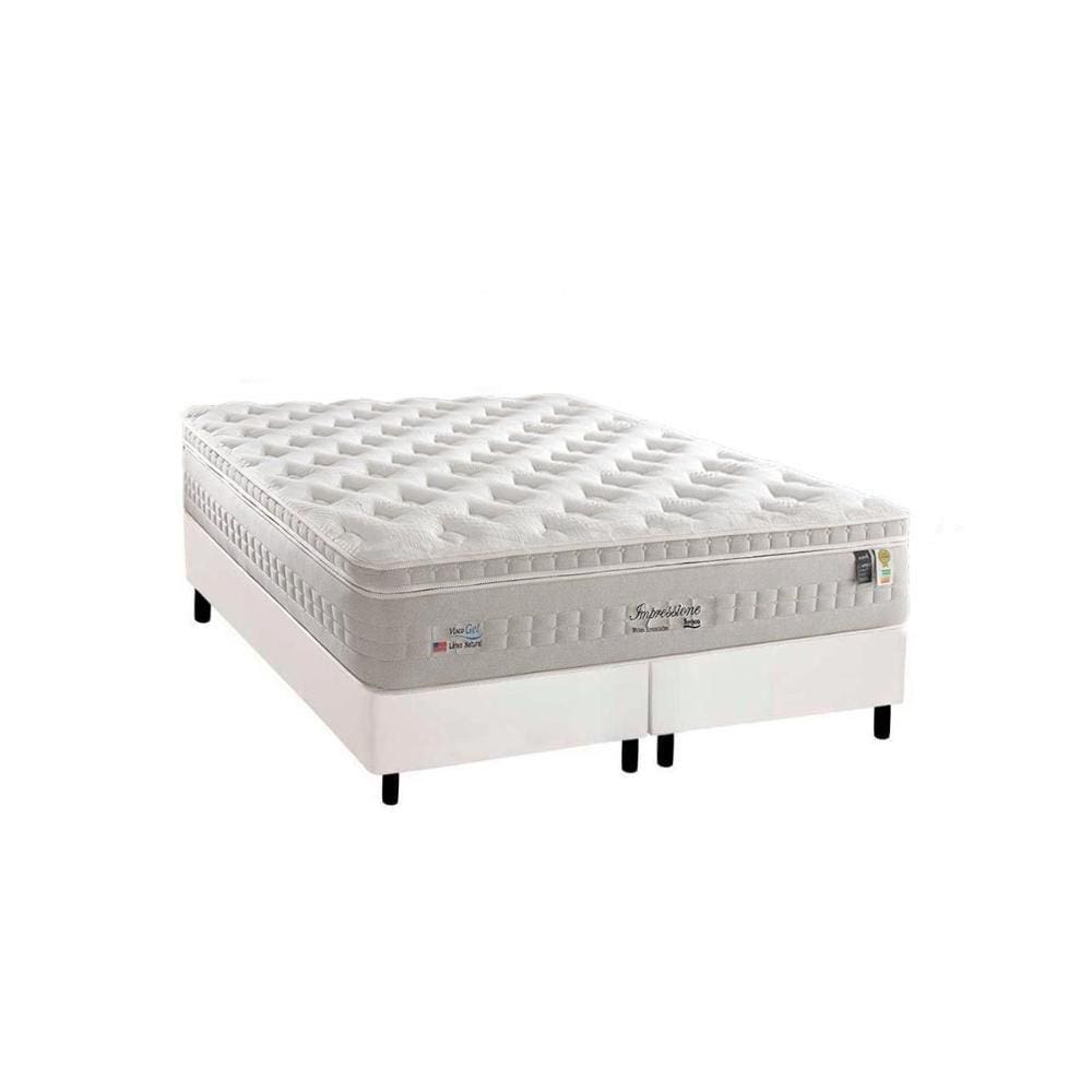 Cama Box King: Colchão Molas MasterPocket Ensacadas Anjos Impressione + Base CRC Courano Branco(193x203)
