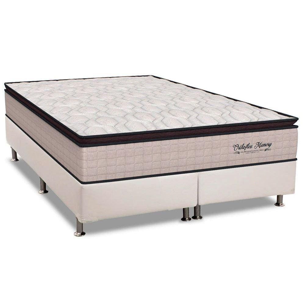 Cama Box King: Colchão Molas Ensacadas Orthoflex MasterPocket Memory HP + Base CRC Courano White(193x203)