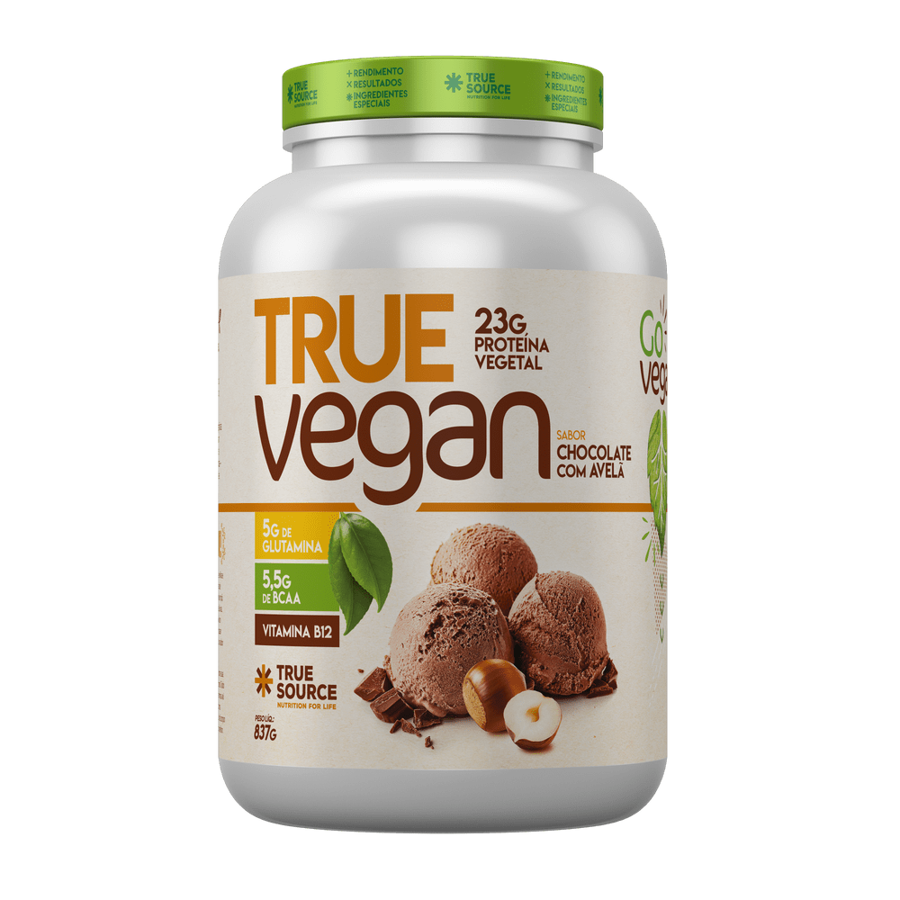 Proteína True Vegan Chocolate com Avelã True Source 837g